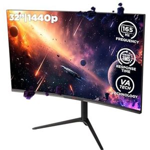 Konix Cosmos 32"" Curved Gaming Monitor PC, PS5, Xbox - Resolutie 2560 x 1440 pixels - 165Hz - 1ms - FreeSync - 2x HDMI 2.0 - DisplayPort - VA-paneel