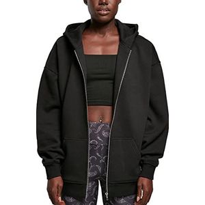 Urban Classics Dames oversized zip hoody, cardigan sweater, zwart, XS, zwart, XS