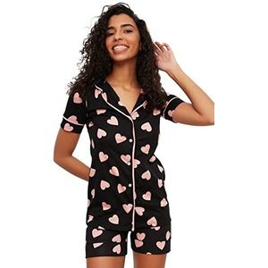 Trendyol Heart Pattern Gebreide pyjamaset voor dames, Veelkleurig, L