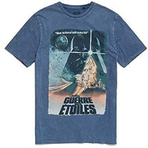 Recovered Star Wars Movie T-Shirt - Franse poster - blauw - officieel gelicentieerd - vintage stijl, handgedrukt, ethisch afkomstig T-shirt, Veelkleurig, XXL