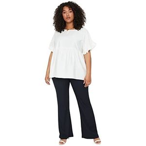 Trendyol Vrouwen Plus Size Normale Taille Flare Been Flare Plus Size Broek Marineblauw, marineblauw, 3XL Grote maten