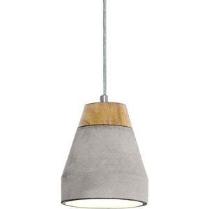 EGLO Hanglamp Tarega, 1 lamp beton hanglamp, materiaal: staal, hout, beton, kleur: grijs, bruin, fitting: E27, DELONGHI: 150 mm