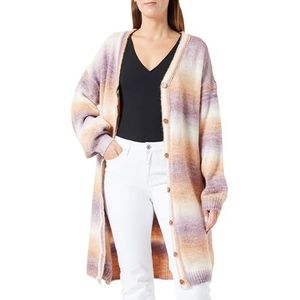 NAEMI Gebreide cardigan voor dames 10424757-NA01, beige paars meerkleurig, M/L, Beige Paars Veelkleurig, M/L