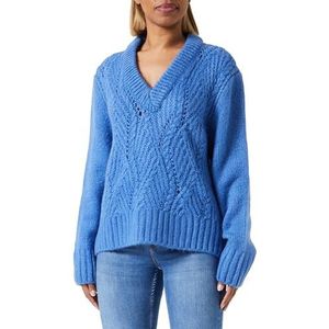 Trendyol Dames haarvlecht met lange mouwen reguliere sweater, blauw, L
