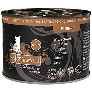 catz finefood Purrrr Wilde zwijn Monoprotein kattenvoer nat N° 109, voor voedingsgevoelige katten, 70% vleesgehalte, 6 x 200 g blik