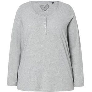 Ulla Popken Basic shirt blouse voor dames, dimbaar, Lichtgrijs Mélang, 46-48