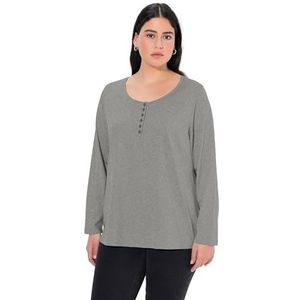Ulla Popken Basic shirt blouse voor dames, dimbaar, Lichtgrijs Mélang, 46-48
