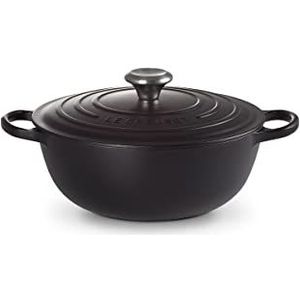 Le Creuset La Marmite kenmerkende geëmailleerde gietijzeren braadpan met deksel, 26 cm, 4,1 liter, satijnzwart, 211142600