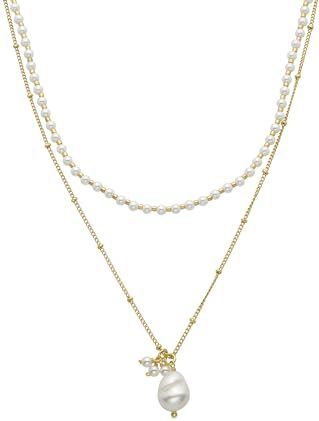 Luxenter - Witte parelketting afgewerkt in 18 karaat geelgoud - Subri