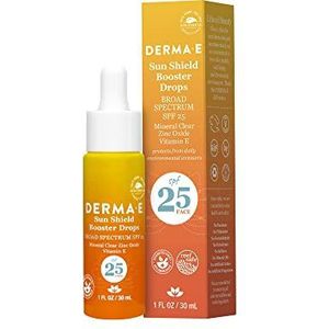 DERMA E Sun Shield Booster Drops SPF 25- Clear, Lightweight Mineral Facial Sunscreen-Broad spectrum Protection with Zinc And titanium Dioxide, 1 Fl Oz