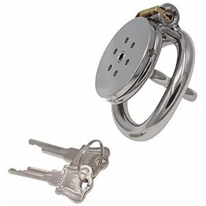 SeLgurFos Flat Chastity Cage Stainless Steel Metal Chastity Devices With Catheter Penis Lock Silver Grey Cock Cage BDSM Bondage Sex Toys for Men (45mm,Short Catheters)