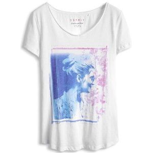 ESPRIT Dames T-shirt met foto-print 034EE1K018, wit (white), XS