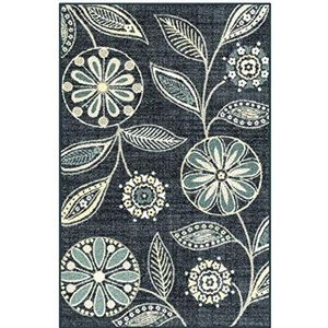 Maples Rugs Reggie Bloemen Keuken tapijten Non Skid Accent Area Tapijt [Made in USA], 2'6 x 3'10, Perzisch Blauw