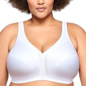 Glamorise Volledige Figuur Plus Size MagicLift Front-Sluiting Houding Terug BH Draadloos #1265, Wit, 95J