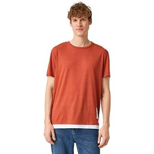 Koton Oversized patched T-shirt voor heren, terracotta (990), M