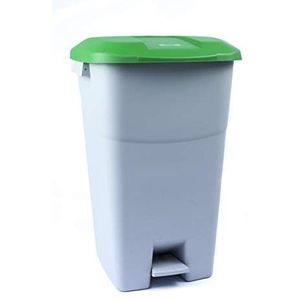 Tayg - Afvalcontainer 60 liter met pedaal, grijze bodem en groene deksel