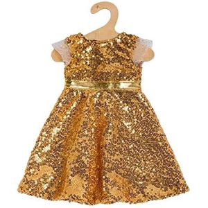 Heless 1330 - Goldstar Design Doll Dress, Jurk met Gouden Pailletten en Riem voor Poppen en Knuffeldieren Maat 28-35 cm