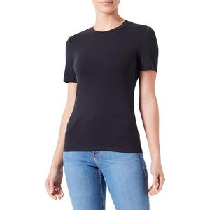 Object Objannie Rib S/S Top Noos T-shirt voor dames, zwart, L