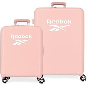 Reebok Roxbury Kofferset, roze, 55/70 cm, robuust, ABS-kunststof, geïntegreerde TSA-sluiting, 119,4 l, 6 kg, 4 dubbele wielen, handbagage, Roze, Set de maletas, kofferset