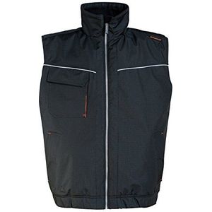 Deltaplus LERYNOPT vest van polyester ripstop met pvc-coating, zwart, maat S