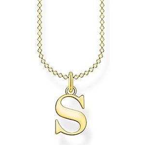 Thomas Sabo Damen Halskette mit dem Buchstaben S 925er Sterlingsilber 750er Gelbgold-Vergoldung, Länge: 38cm - 45cm, KE2028-413-39-L45V