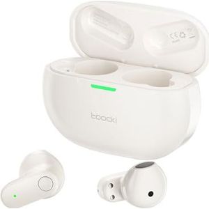 TOOCKI Bluetooth hoofdtelefoon 5.3, ultra compact, digitale bediening, 50 uur batterijduur, oplaadbox, 3D-geluid, luidspreker, koper, 13 mm, 3,4 g per hoofdtelefoon