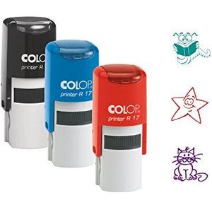 COLOP Stempelset printer R17: motivatiestempel schoolstempel beloningsstempel: 3 stempels 3 motieven 3 kleuren in set