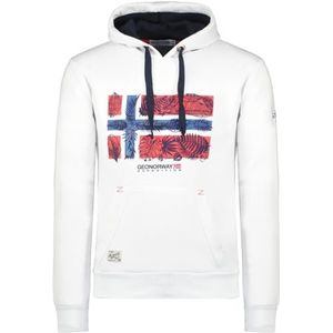 Geographical Norway Gpalm Heren Kangoeroezak Hoodie Sweatshirt Logo Pullover Hood Hoody Warm Lange Mouwen - Heren Lente Zomer Herfst Winter (Wit 2XL), Wit, XXL