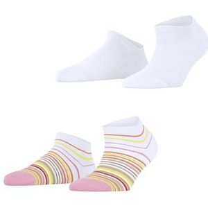 ESPRIT Dames Korte Sokken Multi Stripe 2-Pack W SN Katoen Kort Eenkleurig Multipack 2 Paar, Wit (White 2021), 35-38
