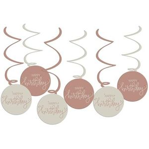 Folat 68706 Verjaardagsdecoratie, roze, crème, champagne, goud, hangdecoratie-crème, roos, 6 stuks, geraffineerde, jongen en levendige verjaardagsdecoratie, Happy Birthday voor vrouwen en meisjes