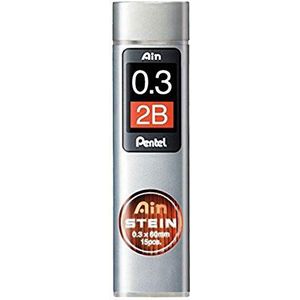 Pentel C273-2BO Ain steen fijne vulling, lijndikte 0,3 mm, hardheid 2B, 15 stiften per doos, 12 stuks