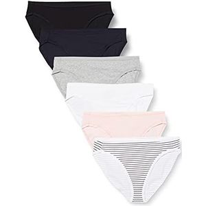 Amazon Essentials Women's Katoenen hoge onderbroek met pijpen (verkrijgbaar in grote maten), Pack of 6, Heide/Streep/Veelkleurig, 38