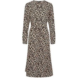 PIECES Dames Pcnessa Ls Midi Dress Noos jurk, Silver Mink/Aop: leo Aop, M