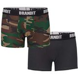 Brandit Boxershort logo, verpakking van 2 stuks, verschillende camouflagekleuren, Woodland en Black, 3XL
