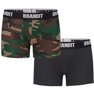 Brandit Boxershort logo, verpakking van 2 stuks, verschillende camouflagekleuren, Woodland en Black, 3XL