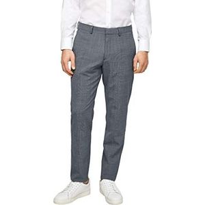 s.Oliver BLACK LABEL Heren 160.11.899.18.180.2064407 smokingbroek, donkerblauw geruit, W44, Donkerblauw geruit, 44W