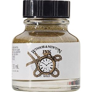 Winsor & Newton 1010283 Drawink Ink - tekeninkt voor kalligrafen, illustratoren, grafici, kunstenaars - waterbestendige kleuren, uitstekende transparantie - 30ml Fles, Gold