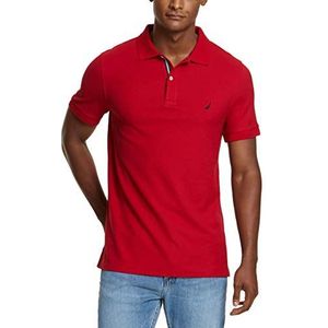 Nautica Men's Slim Fit Short Sleeve Solid Polo Shirt, Red, Large