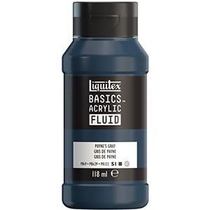 Liquitex 8870415 Basics Fluid acrylverf met vloeiende consistentie, sneldrogend, lichtecht, waterbestendig, op waterbasis, 118 ml fles - Payne's grijs