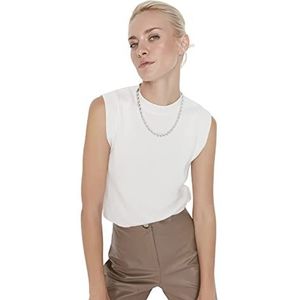 TRENDYOL Dames Bicycle Collar Cotton Knitwear Sweater, ecru, L, ecru, L