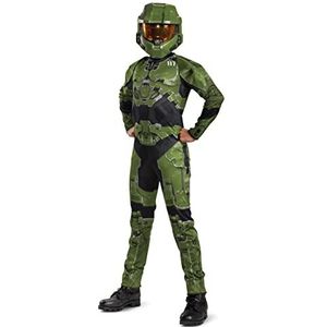 Disguise Officieel Halo Infinite Master Chief Kostuum Kinderen, Kerstmis Halloween Halo Kostuum Fancy Dress Up Outfit voor Jongens, Groen & Zwart, XL