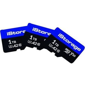 3 PACK iStorage microSD-kaart 1 TB | Gegevens die zijn opgeslagen op iStorage microSD-kaarten met behulp van datAshur SD USB flash drive | Alleen compatibel met datAshur SD-schijven