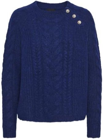 PIECES - Trui - Koningsblauw - Viscose - Lange Mouwen - Ronde Hals