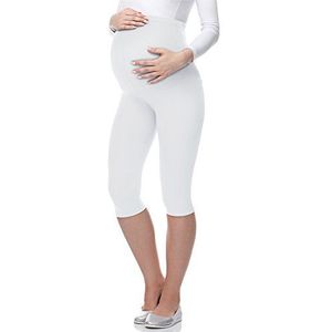 Be Mammy Vrouwen Zwangerschaps 3/4 Legging 03 (Wit, XS)