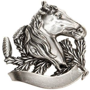 Snabel-sieraden heren broche paardensport paardenhoofd letterveld voor eigen opschrift verzilverd geborsteld - 001322S/V178