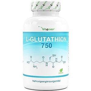 L-Glutathion met 750 mg per capsule - Premium: Gereduceerd & bioactief glutathion uit fermentatie - 60 capsules - Hooggedoseerd - Veganistisch