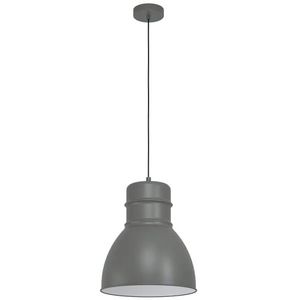 EGLO Hanglamp Ebury, 1-lichts pendellamp in industrieel en skandi design, eettafellamp van grijs en wit metaal, lamp hangend voor woonkamer, E27 fitting