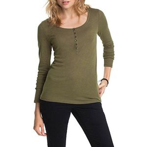 edc by ESPRIT Damesshirt met lange mouwen met losse pasvorm, groen (Dark New Khaki 386), XXL