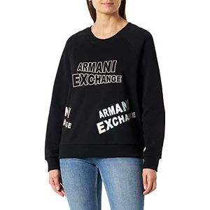 Armani Exchange Dames Sustainable, lange mouwen, geribbelde manchetten, pullover, sweater, zwart, extra klein, zwart, XS