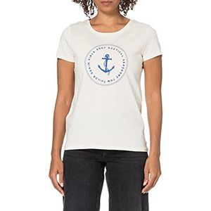 TOM TAILOR Denim Dames T-shirt met print van biologisch katoen 1025290, 22515 - Soft Creme Beige, L